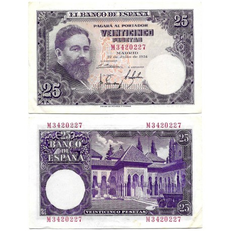 Estado Español. 1954. 25 Pesetas (MBC+) Serie M