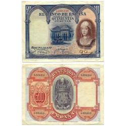 España. 1927. 500 Pesetas (MBC/MBC-) Sin Serie
