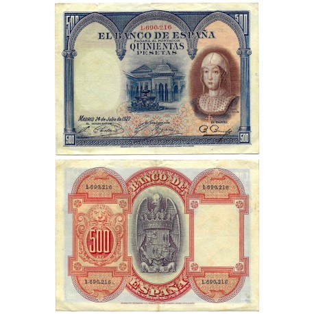 España. 1927. 500 Pesetas (MBC/MBC-) Sin Serie