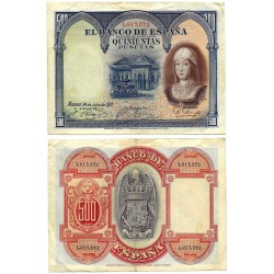 España. 1927. 500 Pesetas (MBC/MBC-) Sin Serie, Leve rotura margen inferior