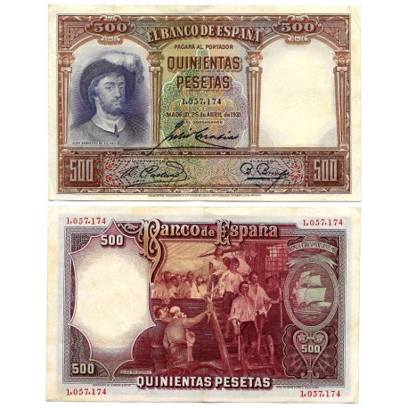 España. 1935. 500 Pesetas (EBC-) Sin Serie