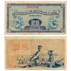 Consejo de Asturias y León. 1936. 25 Céntimos (MBC)
