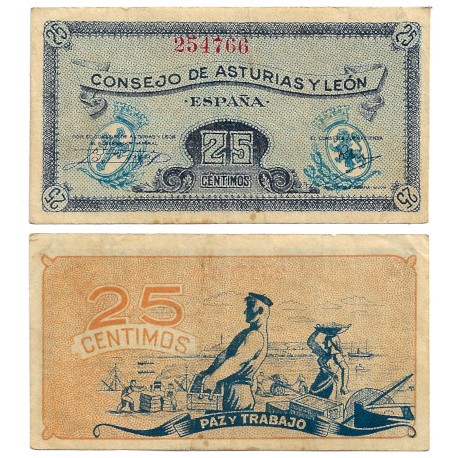 Consejo de Asturias y León. 1936. 25 Céntimos (MBC)
