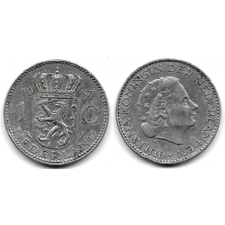 (184) Países Bajos. 1957. 1 Gulden (MBC-) (Plata)