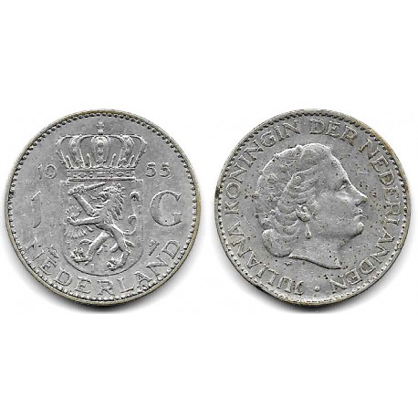 (184) Países Bajos. 1955. 1 Gulden (MBC) (Plata)