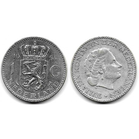 (184) Países Bajos. 1954. 1 Gulden (MBC) (Plata)