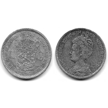 (148) Países Bajos. 1913. 1 Gulden (MBC-/BC+) (Plata)