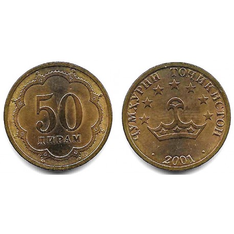 (6.1) Tayikistán. 2001. 50 Dirams (SC)