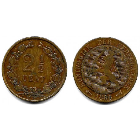 (108.1) Países Bajos. 1886. 2½ Cents (MBC-)