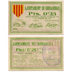 Riudarenes. 1937. 25 Céntimos (SC)