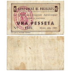 Preixens. 1937. 1 Peseta (BC) Rotura