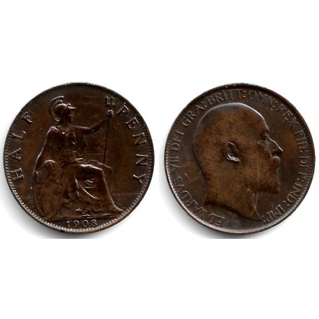 (793.2) Gran Bretaña. 1908. Half Penny (BC/BC+)