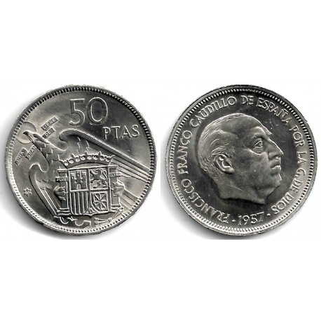 Estado Español. 1957*(68). 50 Pesetas (SC) Estrella Rectificada