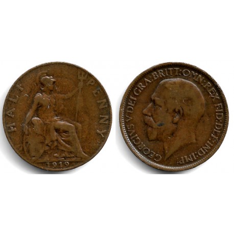 (803) Gran Bretaña. 1919. Half Penny (BC+)