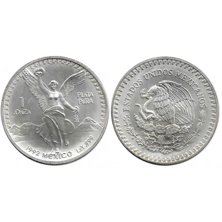 (494.3) Estados Unidos Mexicanos. 1992. 1 Onza (SC) (Plata)