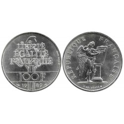 (970) Francia. 1989. 100 Francs (SC) (Plata)