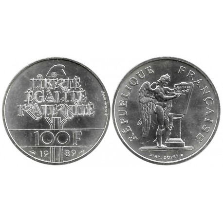 (970) Francia. 1989. 100 Francs (SC) (Plata)