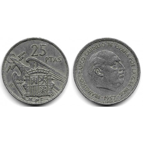 Estado Español. 1957*(64). 25 Pesetas (BC)