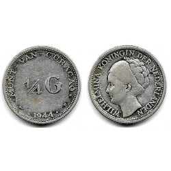 (44) Curasao. 1944D. ¼ Gulden (MBC-) (Plata)