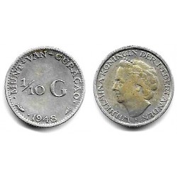 (48) Curasao. 1948. 1/10 Gulden (MBC+) (Plata)