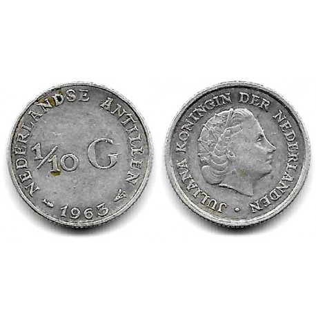 (3) Antillas Neerlandesas. 1963. 1/10 Gulden (MBC) (Plata)
