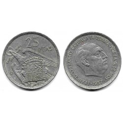 Estado Español. 1957*(74). 25 Pesetas (MBC/MBC-)