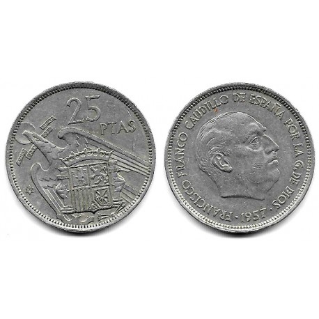 Estado Español. 1957*(74). 25 Pesetas (MBC/MBC-)