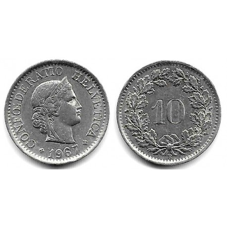 (27) Suiza. 1967. 10 Rappen (MBC)