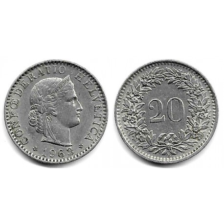 (29a) Suiza. 1963. 20 Rappen (MBC)