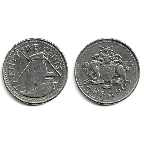 (13) Barbados. 1994. 25 Centavos (MBC)