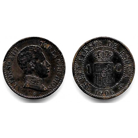 Alfonso XIII. 1906*(6). 1 Céntimo (MBC+/EBC-) Ceca de Madrid SL-V