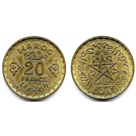 (Y50) Marruecos. 1371AH. 20 Francs (EBC)