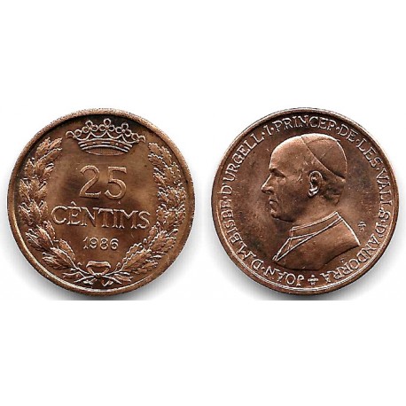 (33) Andorra. 1986. 25 Céntims (EBC+)