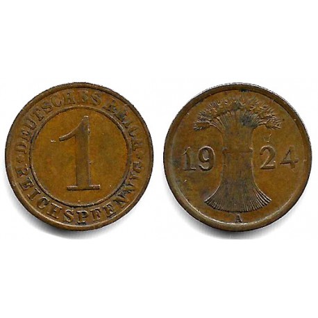 (37) Imperio Alemán (Weimar). 1924A. 1 Reichspfennig (MBC)