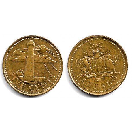 (11) Barbados. 1986. 5 Cents (MBC)