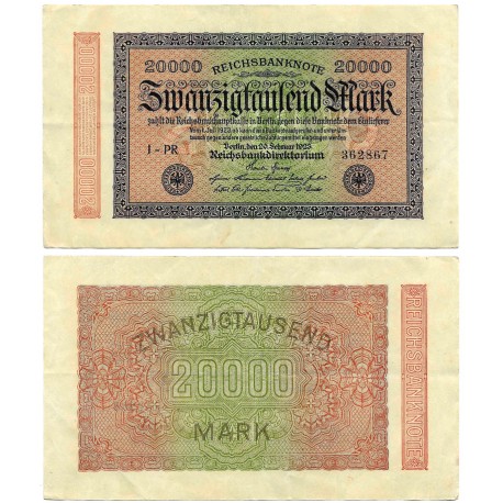 (85f) Imperio Alemán (Weimar). 1923. 20000 Mark (MBC+)