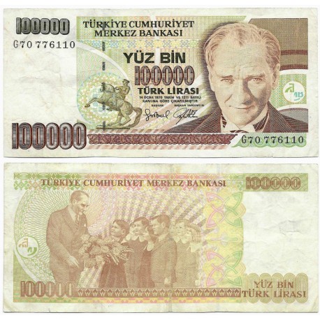 (206) Turquía. 1970. 100000 Lira (MBC)