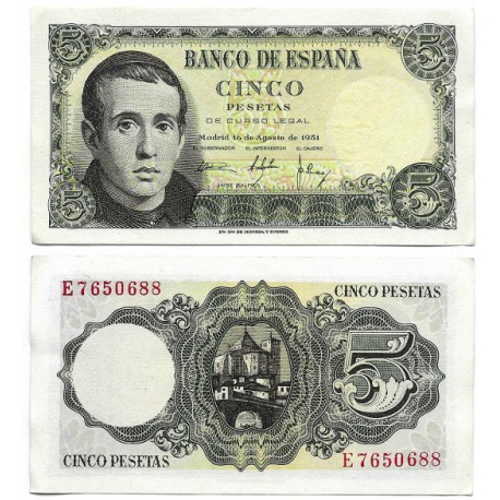 Estado Español. 1951. 5 Pesetas (SC-/SC) Serie E