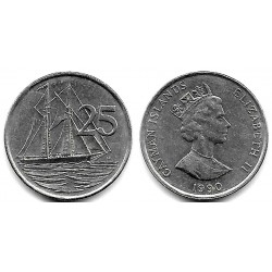 (90) Islas Caimán. 1990. 25 Cents (EBC)
