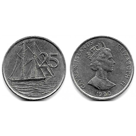 (90) Islas Caimán. 1990. 25 Cents (EBC)