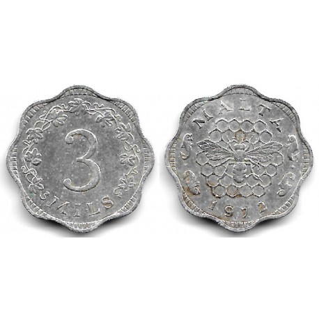 (6) Malta. 1972. 3 Mils (MBC)