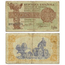 España (II República). 1937. 1 Peseta (BC/BC-) Serie A
