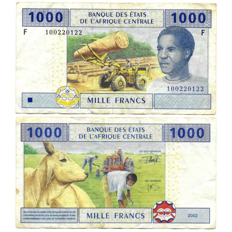 (507Fb) Estados África Central. 2002. 1000 Francs (BC) Manchas