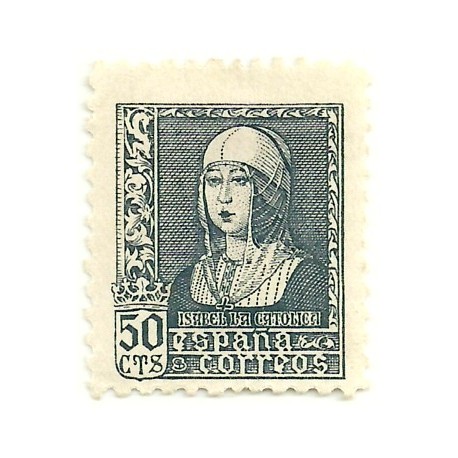 (859)  1938-39. 50 Céntimos. Isabel la Católica (Nuevo, con marca de fijasellos)