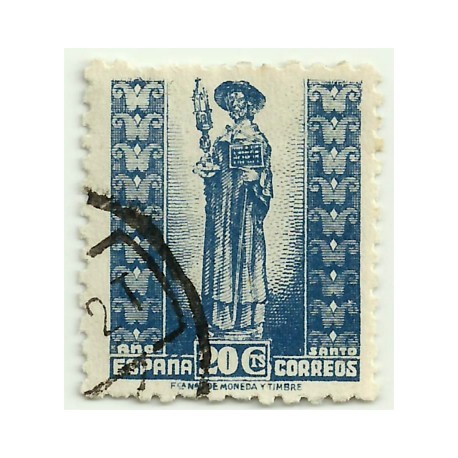 (961)  1943-44. 20 Céntimos. Año Santo Compostelano. El Apóstol (Usado)