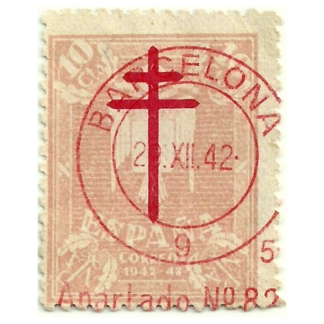 (957)  1942. 10 Céntimos. Pro Tuberculosos (Usado)