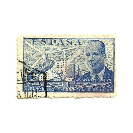 (944)  1941-47. 1 Peseta. Juan de la Cierva (Usado)