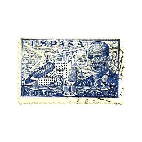 (944)  1941-47. 1 Peseta. Juan de la Cierva (Usado)
