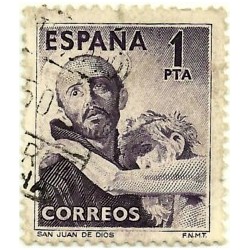 (1070) 1950. 1 Peseta. VI Centenario muerte San Juan de Dios (Usado)