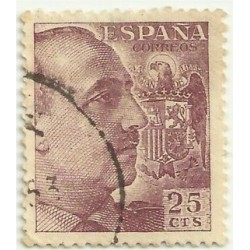 (1048)  1949-53. 25 Céntimos. General Franco (Usado)